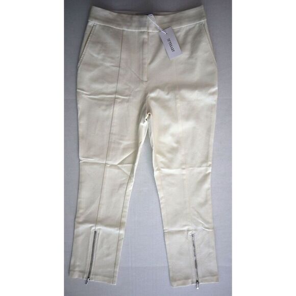 Derek Lam 10 Crosby Women Sz 4 Soft White Van Cropped Zip Front Slit Pants - Picture 1 of 12